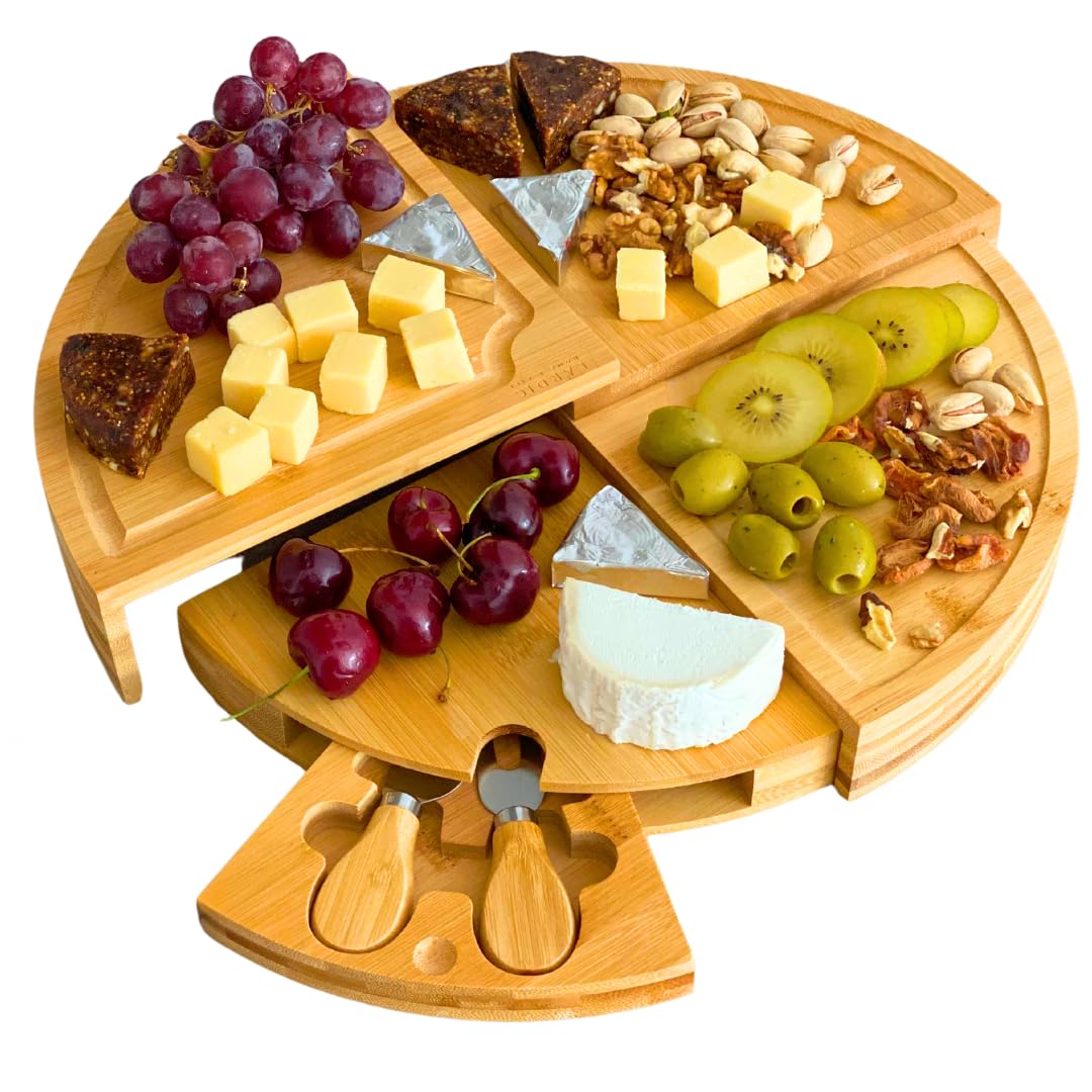 Plateau de service en bois extensible planche à fromage en bambou