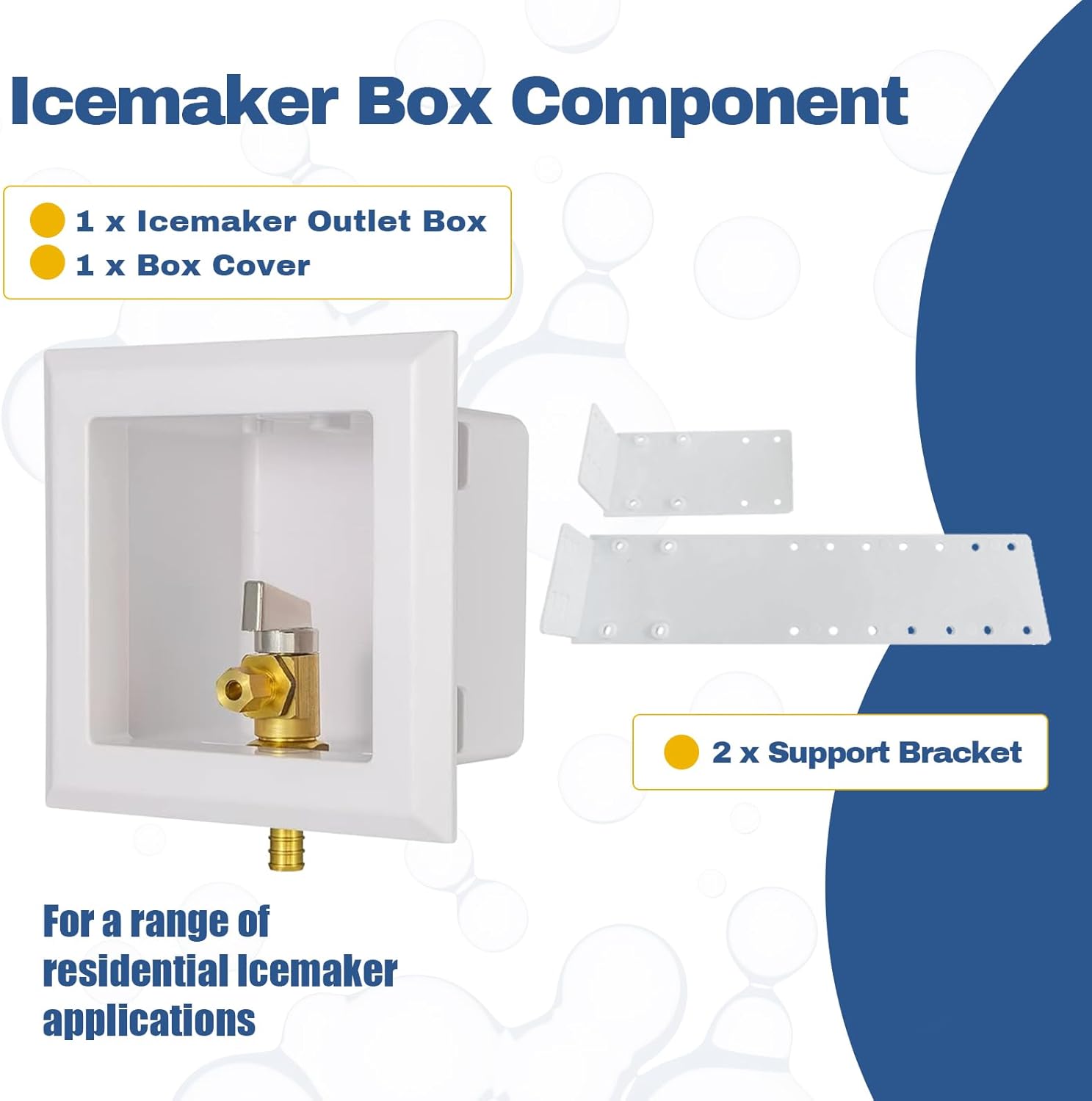 (Pack of 5) GUOFIS Icemaker Outlet Box with Pre-installed 1/4-Turn Ball Valve(1/2" PEX Crimp Inlet X 1/4" OD Compression Outlet)