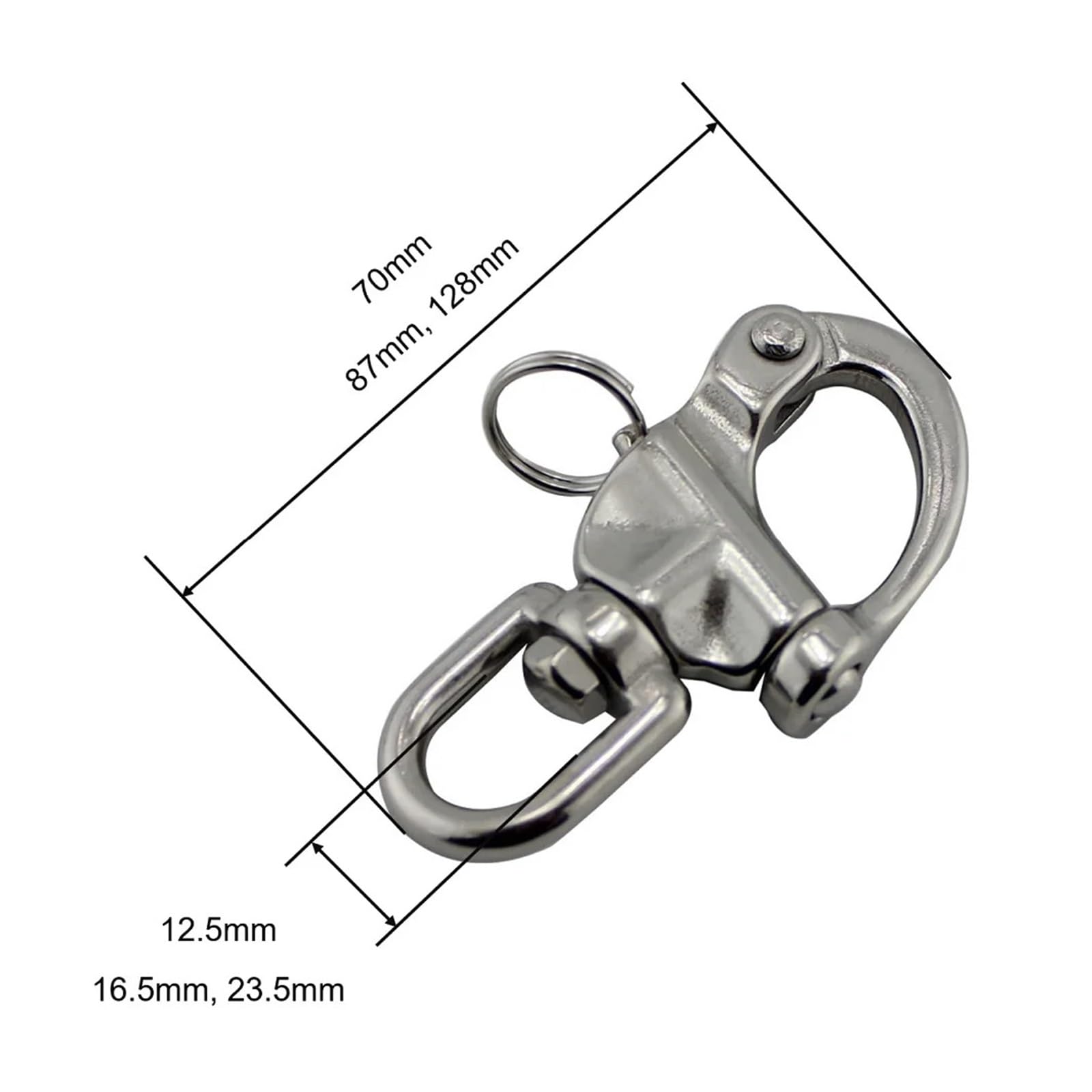 5 grilletes giratorios de liberación rápida con Anilla de Acero Inoxidable 316 de Alta Resistencia de 70 mm, 87 mm y 128 mm for Aparejos de navegación.(87mm)