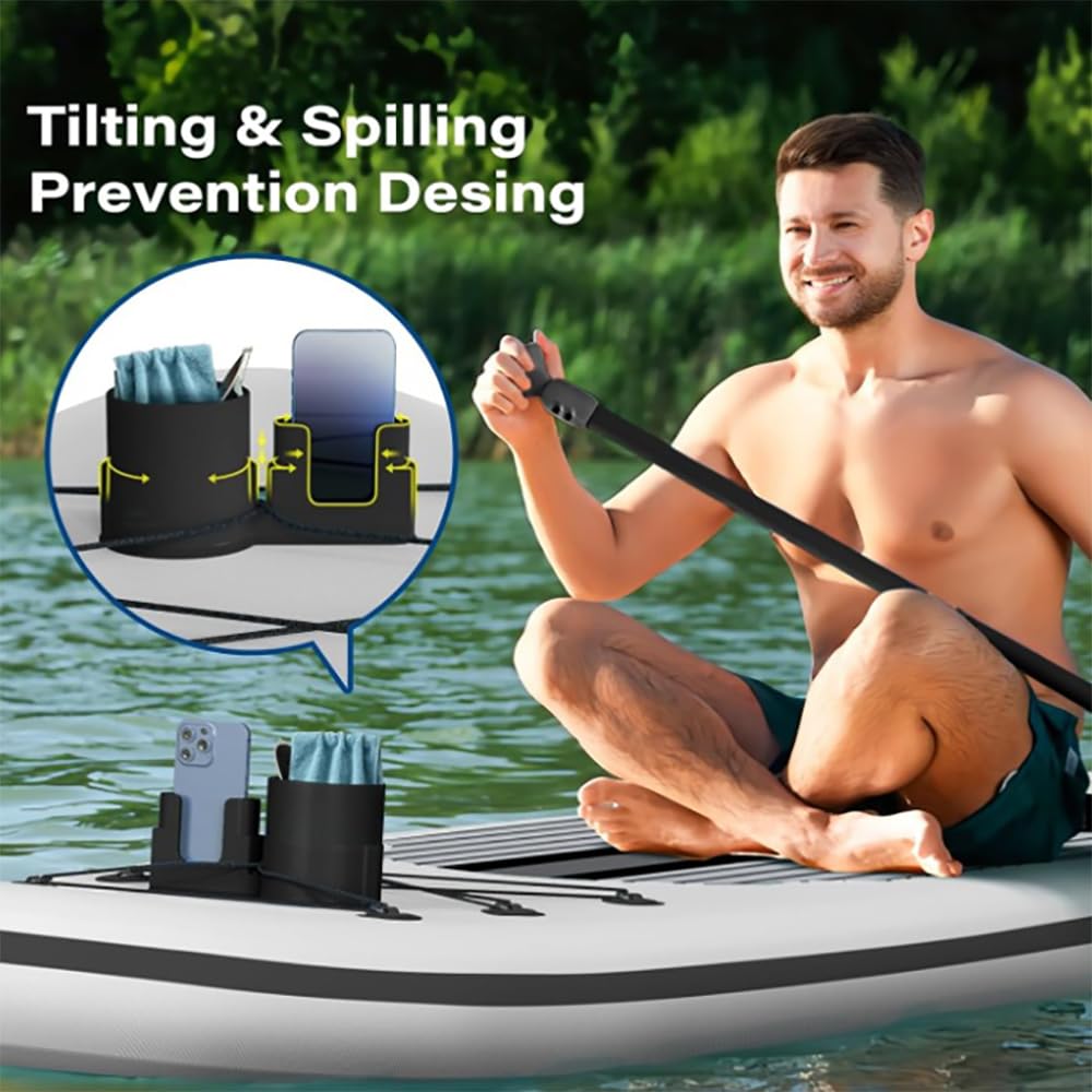 Portavasos para Kayak Versátil Portabebidas Antidescarga Paddle Board Antiderrames Bebidas Holder Fishing Tool and Bait Storage Accessories (Negro)
