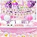 Baby Shower Decorations for Girl Kit: Pink, White, and Champagne Gold Party Decor - Its A Girl Banner, Balloons, Tissue Paper Pom Poms and Hanging Lantern Decoration Bundle - Includes Sash and Tiara