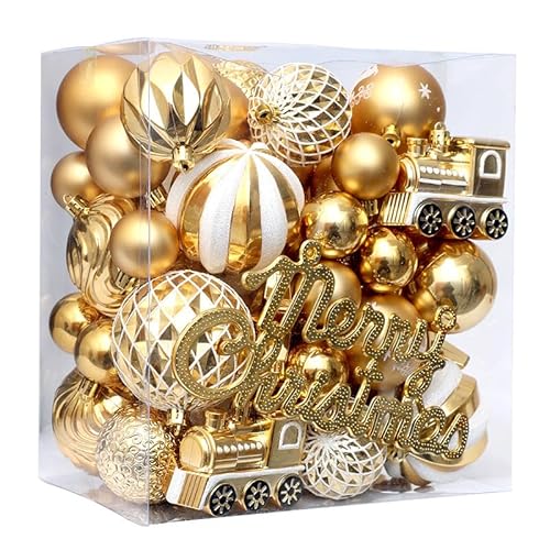 GarveeHome 64ct Christmas Tree Balls Ornaments, Shatterproof Xmas Tree Hanging Balls Decorations Perfect for Holiday Wedding Christmas Decor