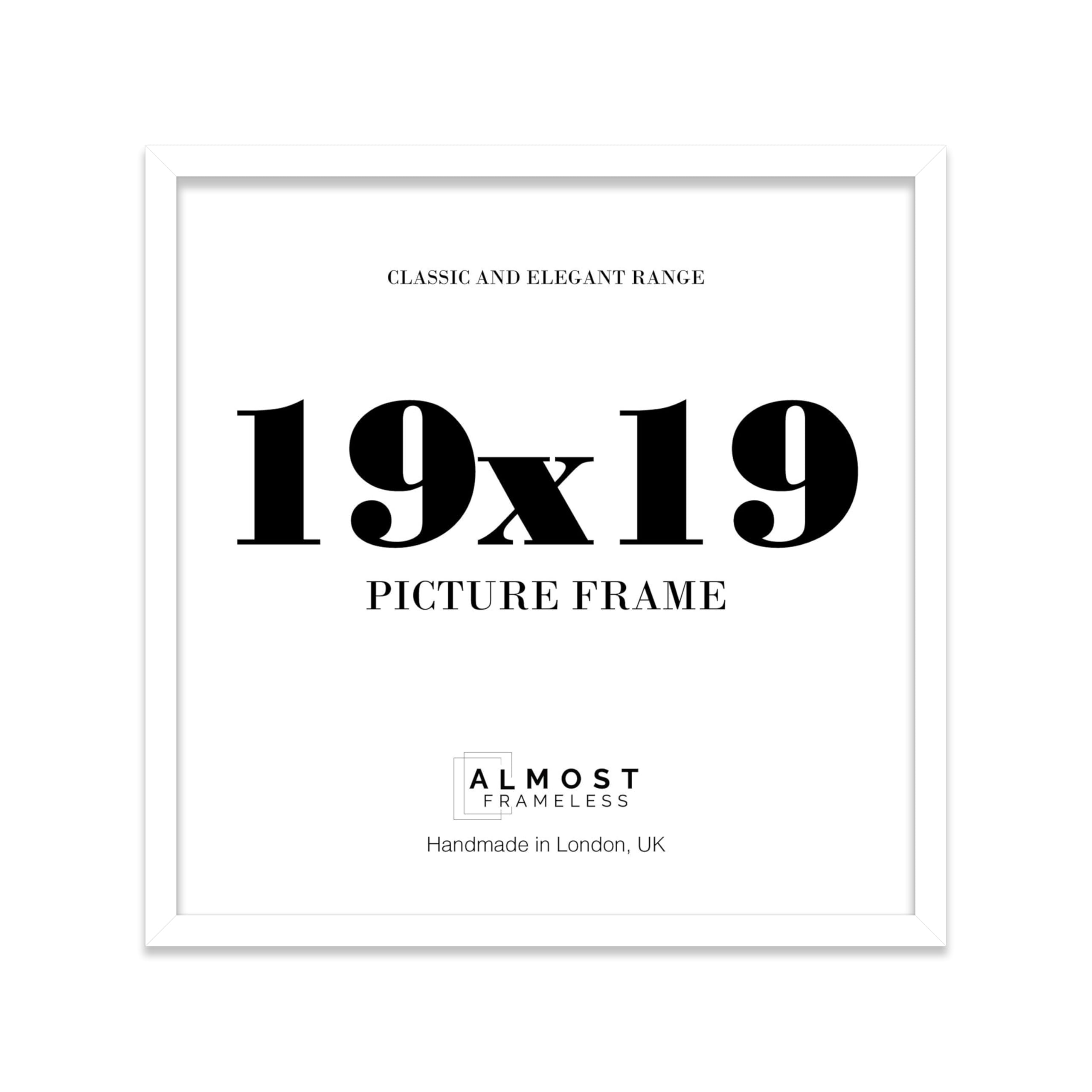 19x19 White Picture Frame for Square Photos, Posters, Prints & Artwork, (10.2 x 10.2cm) Wall Display Modern Photo Frame for Home, Office, Gallery Wall, 1 Pack