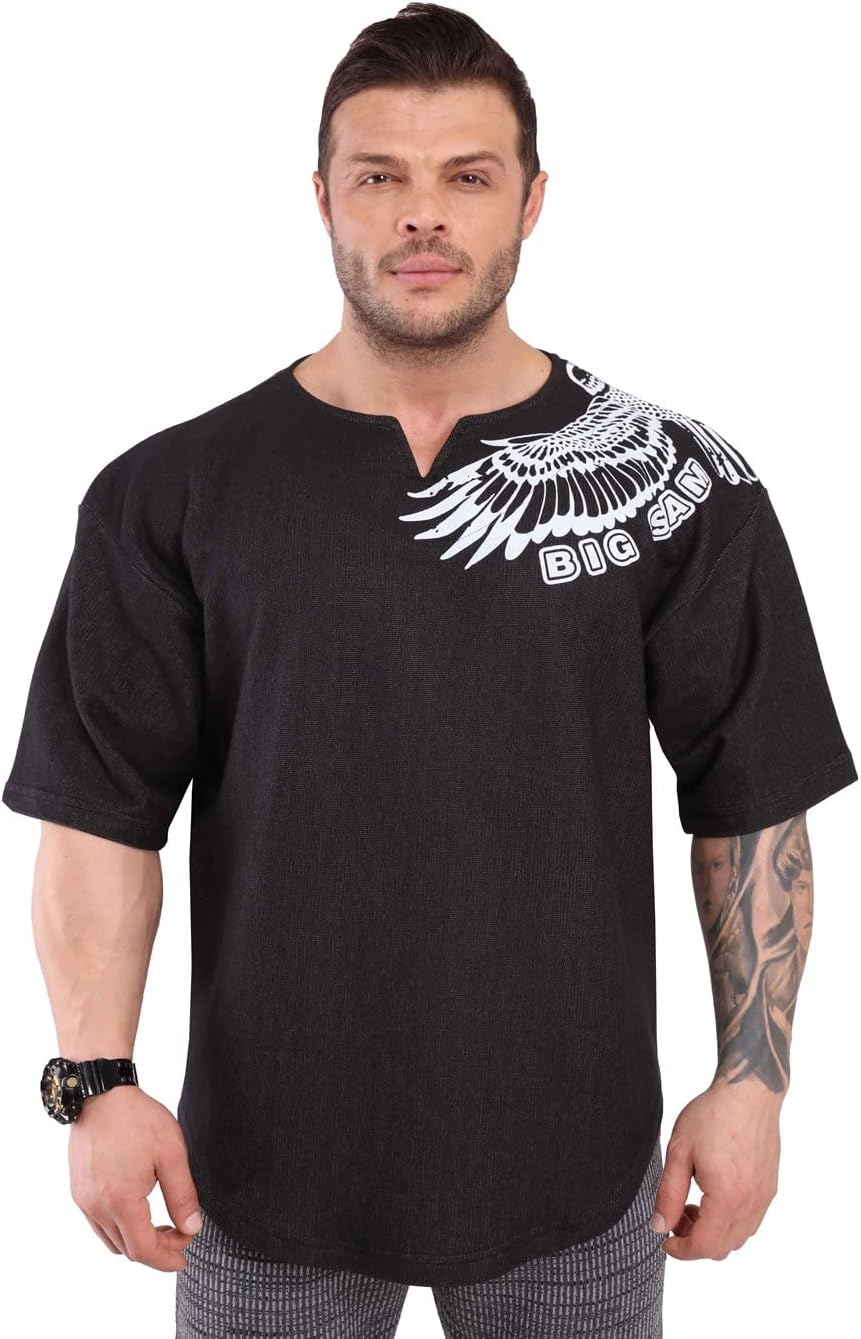 Men's Oversize Active T-Shirts, Bodybuilding and Lifting Gym Large Cut Tops