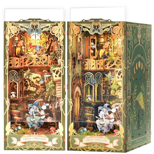 Jioustoy Book Nook Kit for Adult, Booknook with Dust Cover. DIY Miniature Dollhouse 3D Wooden Puzzle...