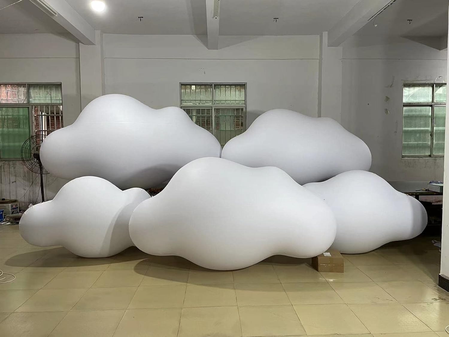 SAYOK PVC Inflatable Cloud Balloons with LED Lights Inflatable Clouds Hanging Event/Advertise/Trade Show/Exhibition/Party (9.84ft Long)