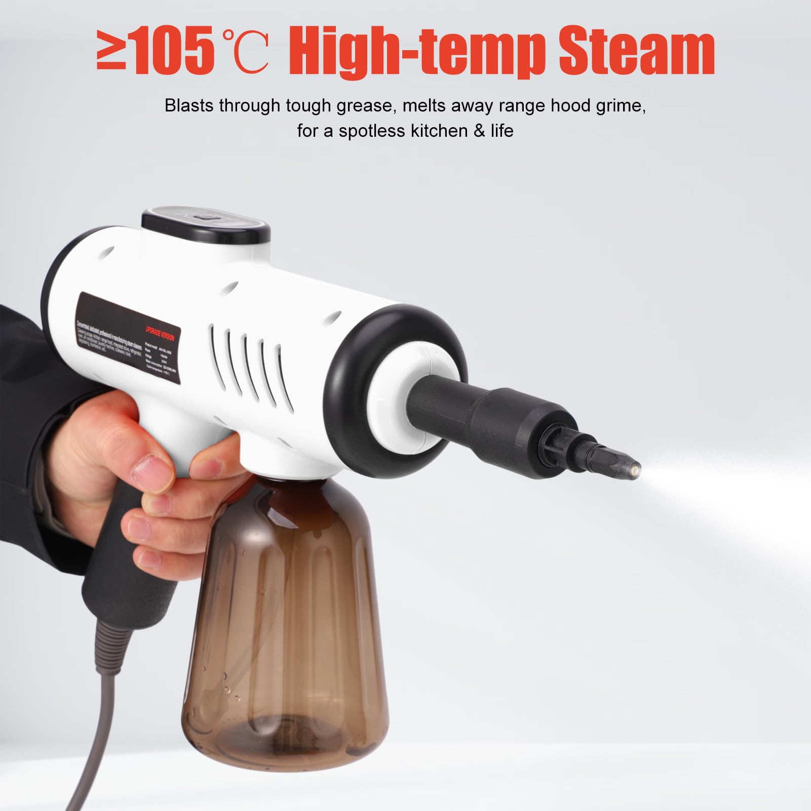 Fockety Handheld Par Paymeer, 1200 W 13S Ogrzewany Przenośny Parowiec z Akcesoriami 8pcs, Wielo Powierzchniowe środki do Czyszczenia, Samochód, łazienka, Tapicerka, Fuga (Biała wtyczka UE 220V)