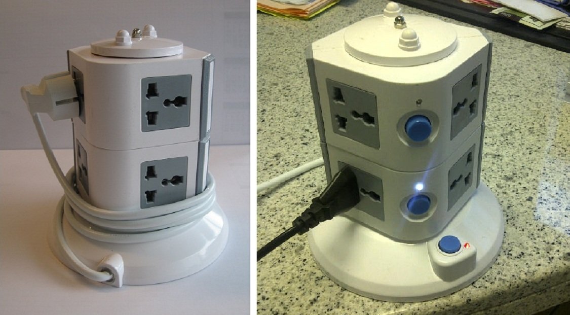 Inter Home 2 x 4000 Watt 16 Amp Compact Multi-Socket Tower with 8 ...