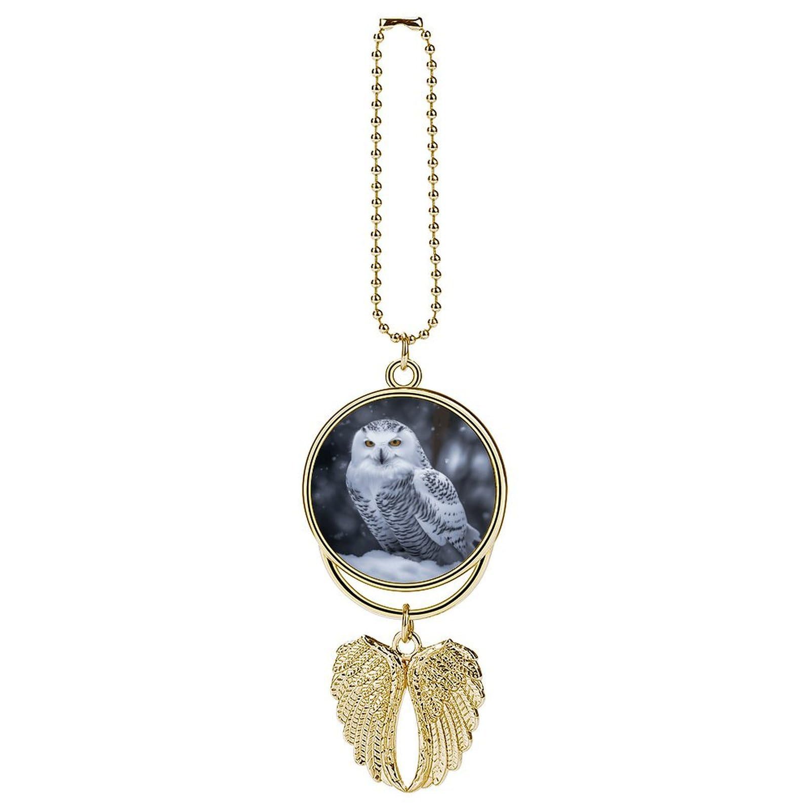 Arctic Owl Car Pendant Rear View Mirror Hanging Ornament Auto Metal Charm for Aesthetic Interior Decor. Lucky Car Accessories Cute Funny Hanging Decor for Car Truck