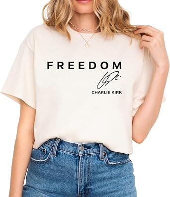 Charlie Kirk T Shirt, Freedom Charlie Kirk Merch with signature, A True Patriot Charlie Kirk Shirt.