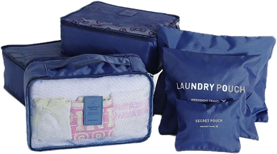 Wastar New 6pcs Packing Cubes Set - 3 Travel Cubes + 3 Laundry Pouches - Your Perfect Travel Luggage Packing Organizer Bag