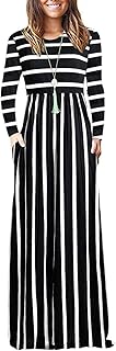 AUSELILY Women's Long Sleeve Maxi Dresses, Casual Long Dresses with Pockets