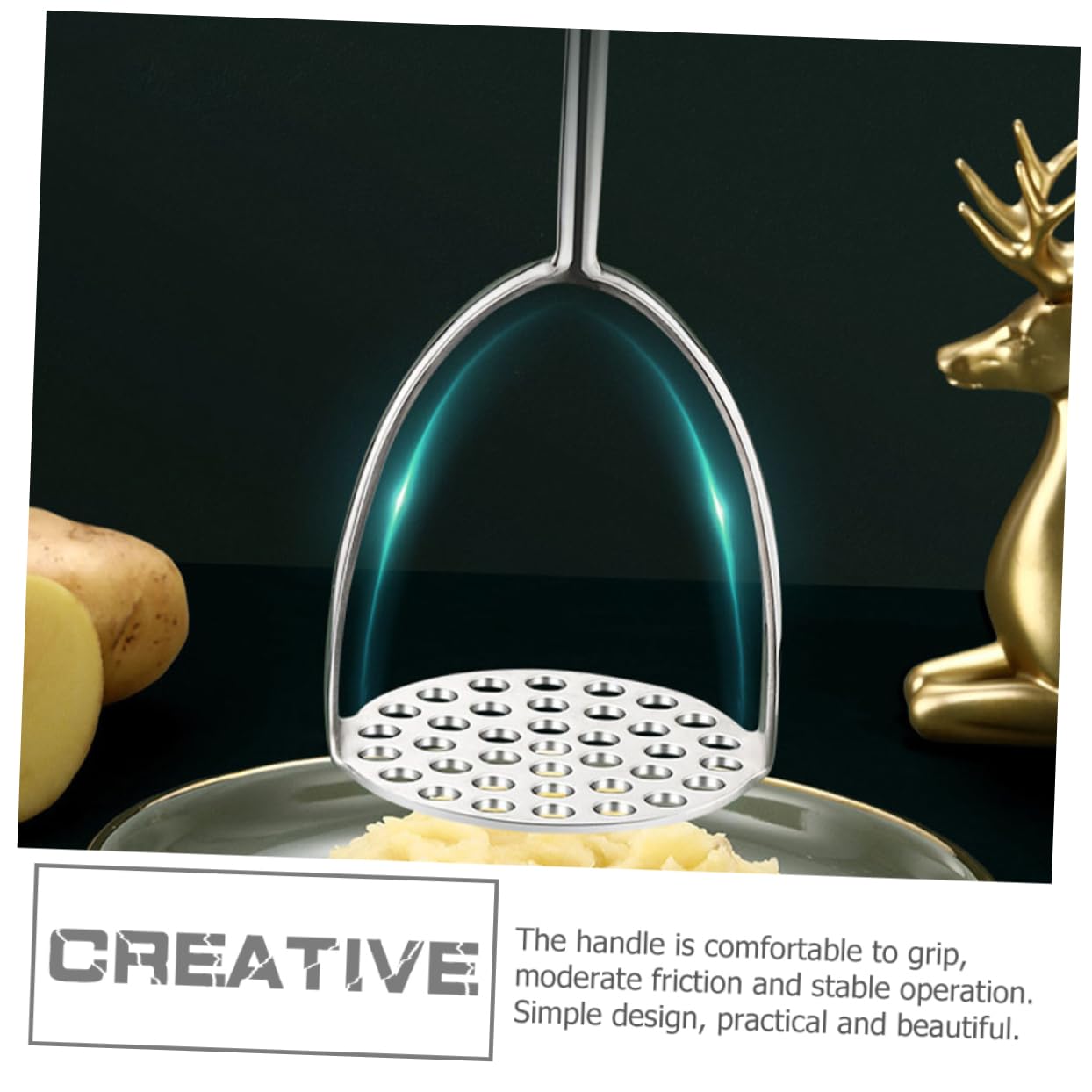 Angoily 1pc Manual Potato Crusher Comfortable Grip Handheld Masher for Potatoes Sweet Potatoes and More Space-saving Design with Hanging