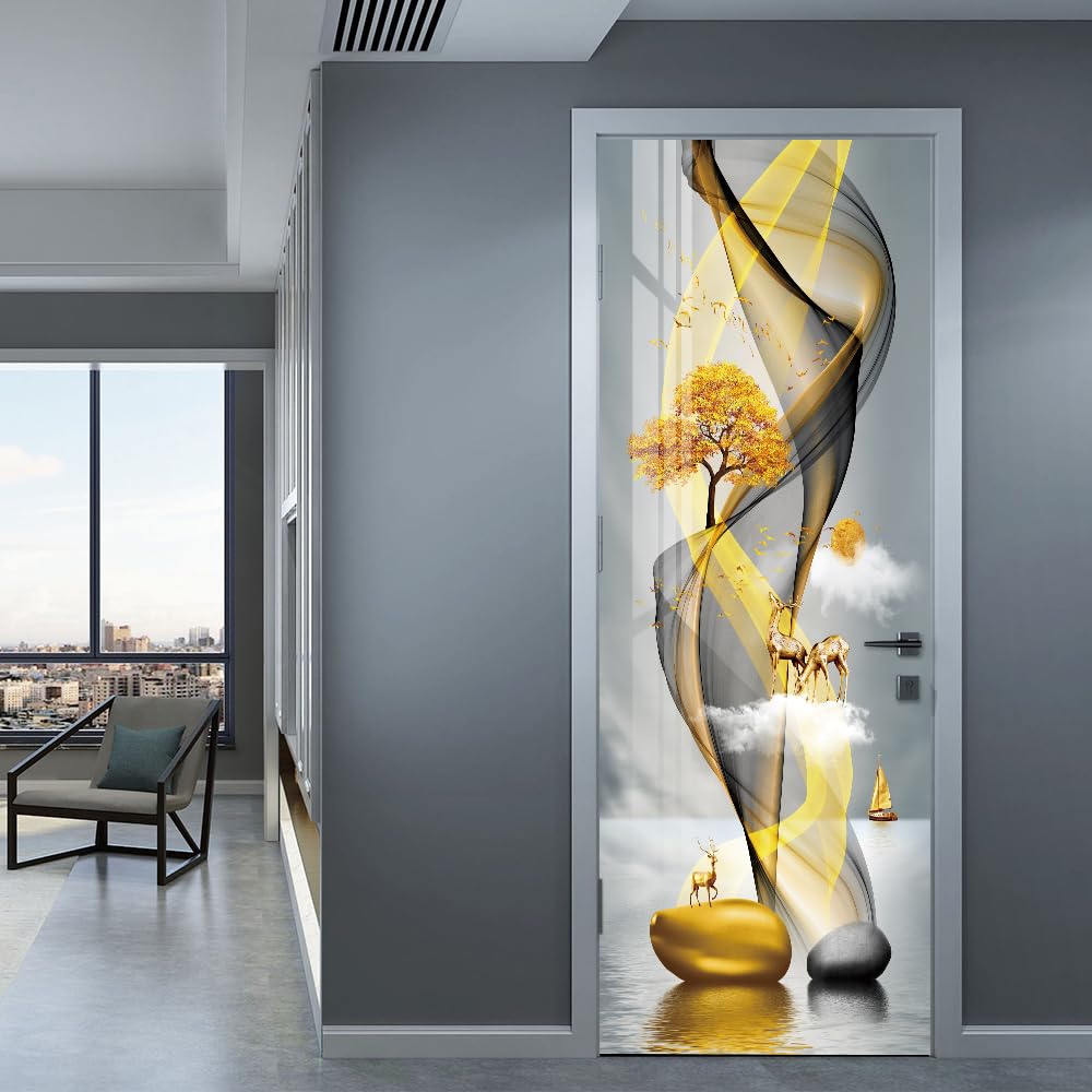 workid Deurbehang Zelfklevende Deursticker Deurfolie Deurposter 3D Pvc Waterdicht 77 X 200 Cm - Wordt Gebruikt Voor Decoratie Van De Deur Van Het Kantoor Restaurant- landschap natuur zee strand