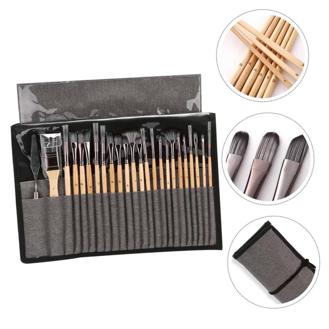 24 Pinceles de Nailon para Pintura al Óleo y Acuarela, Set Profesional para Artistas