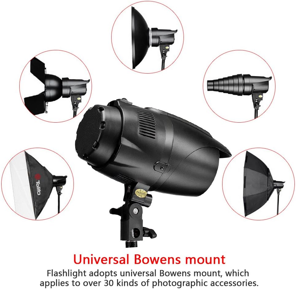 Neewer EG-250B with various Bowens mount accessories