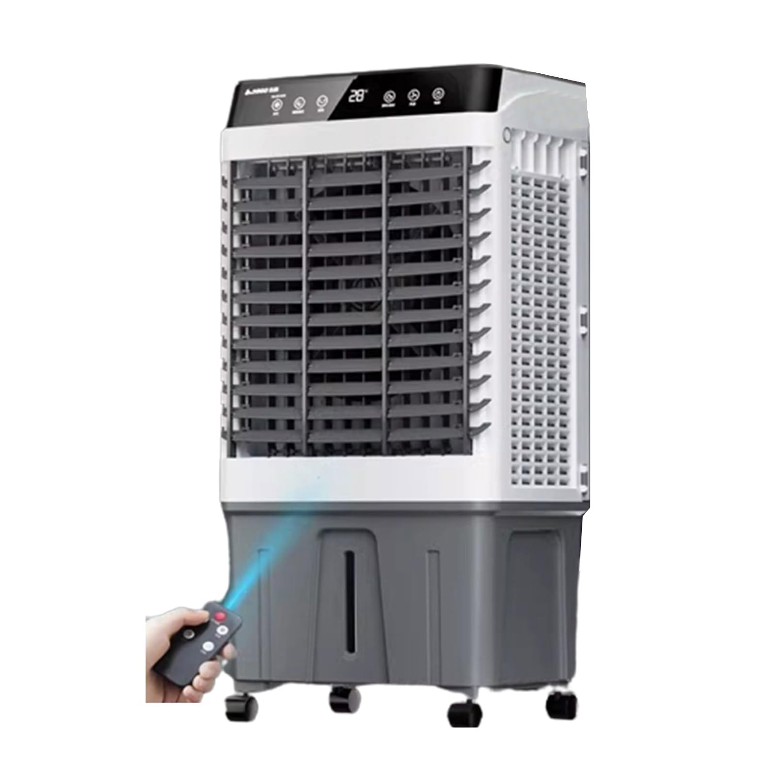 GTHTUHFD Evaporative Air Cooler Fan, Mobile Ac With 3 Wind Speeds & Oscillation, 24H Timer, 30-100L Capacity For Home Office School, With Casters,F-Remote control