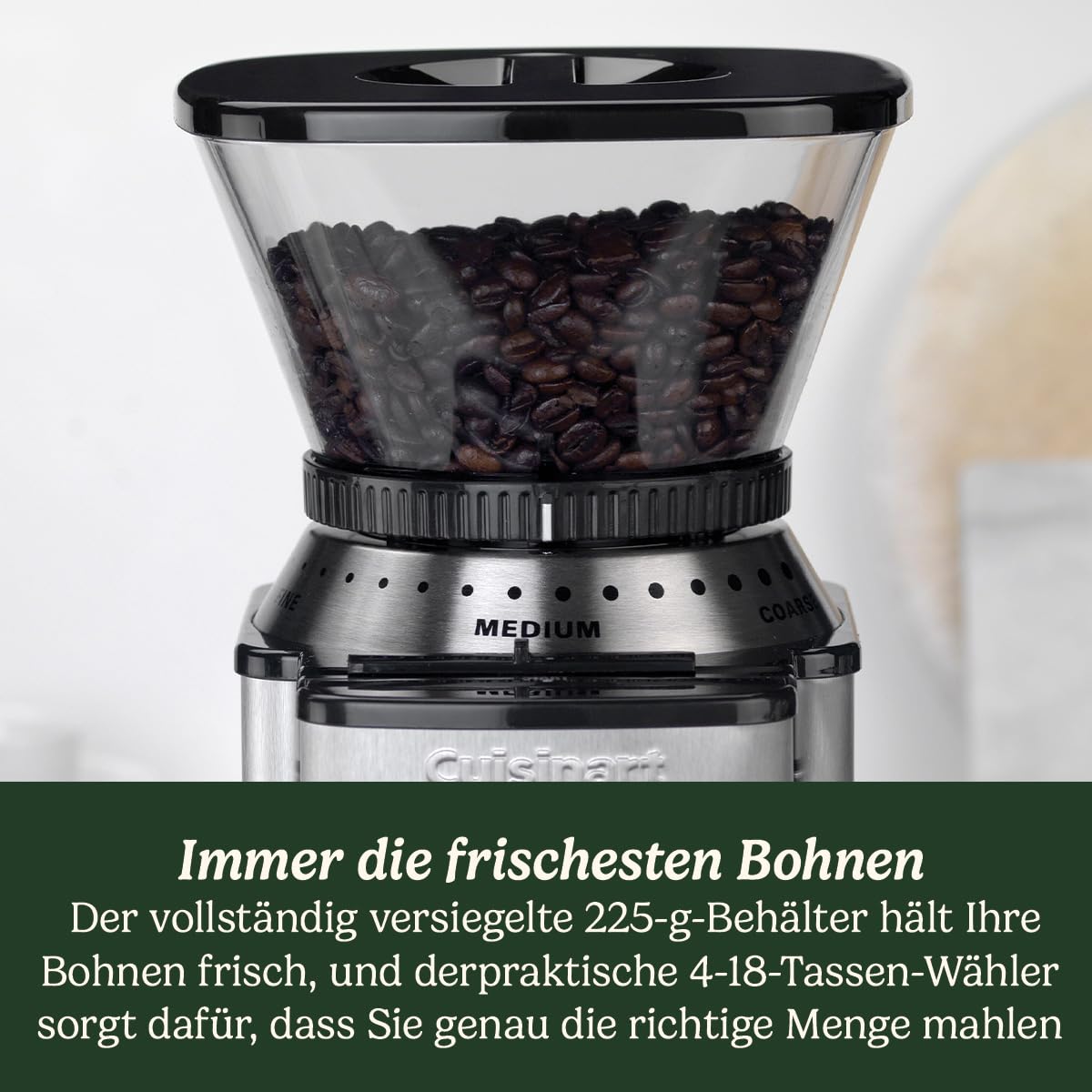 Cuisinart Kaffeemühle | Kaffeemühle für zu Hause | 4-18 Tassen | 18 Mahlgradeinstellungen | verschiedene Brühstärken - Espresso, Cold Brew, Latte, Cappuccino | spülmaschinenfest | einfach zu bedienen