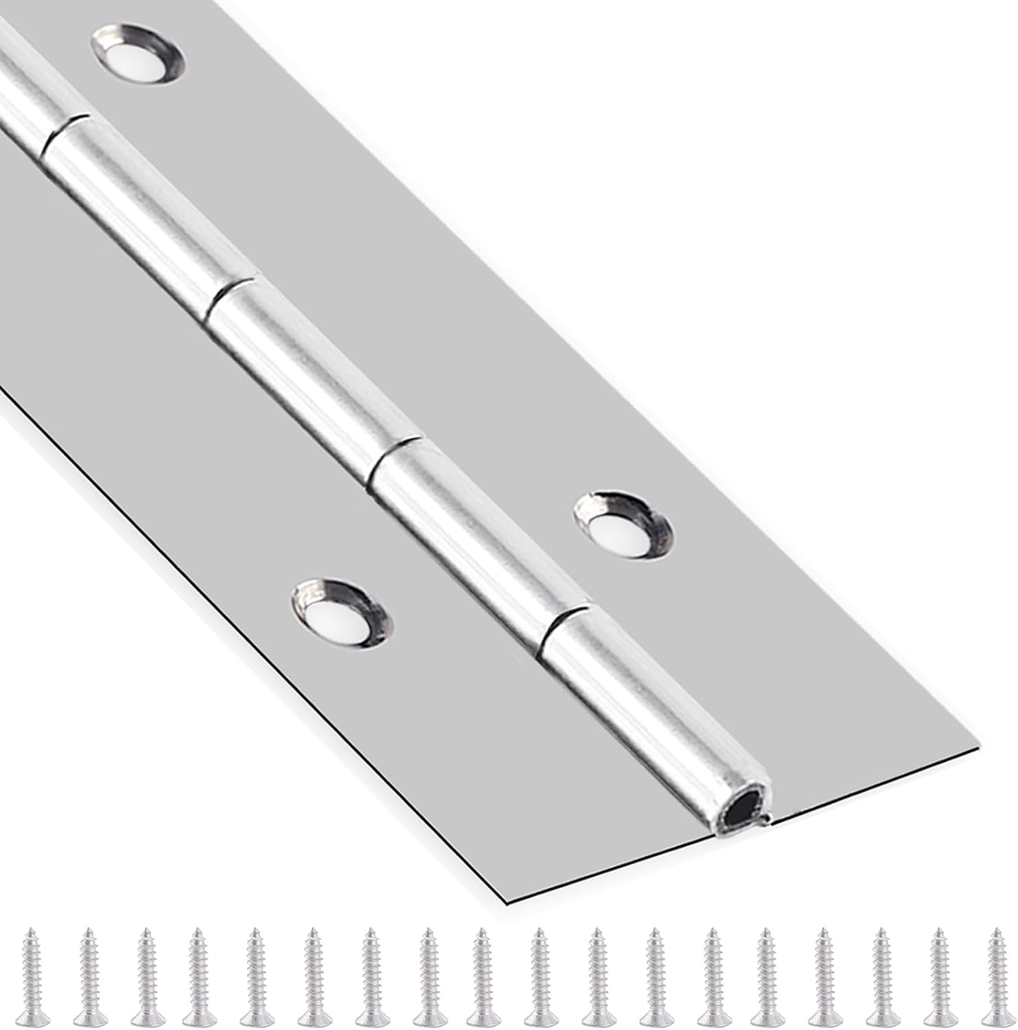 Piano Hinge 36 Inch x 3 Inch Heavy Duty Stainless Steel Piano Hinge Continuous Hinge for Cabinet, Door, DIY Wood Boxes, 3 Inch Open Width, 0.047" Leaf Thickness, Screw Included