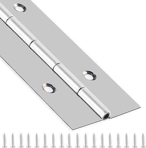 Bisagra de piano de acero inoxidable resistente de 12 x 3 pulgadas, bisagra continua para gabinete, puerta, cajas de madera de bricolaje, grosor de
