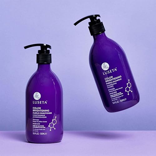 Miniatura 7 de Luseta - Juego de champú y acondicionador morado para cabello rubio gris tratado de color sin sulfatos sin parabenos impregnado con aceite de coco