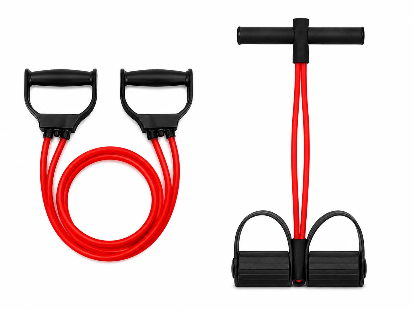 Pull Reducer and Double Toning Tube Combo for Home Gym | Resistance Exercise Equipment for Full Body Workout | Muscle Strength Training, Weight Loss, Body Toning, Yoga & Fitness Red-image-15