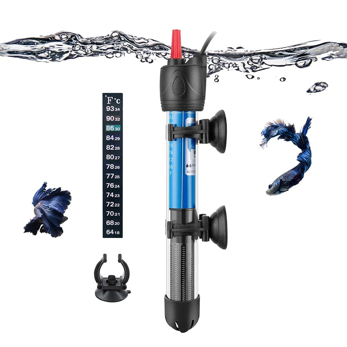 HITOP-Fish Hitop 50W 100W 300W Submersible Adjustable Aquarium Heater, for 5 – 50 Gallon Fish Tank (50W for 5~20gallon)