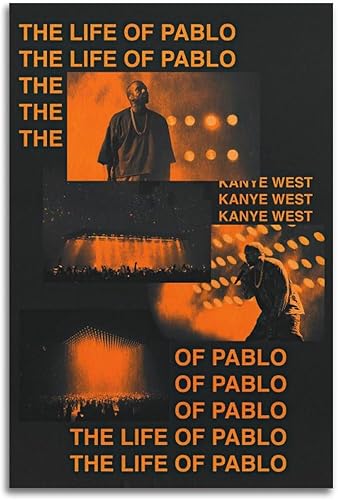 VENBER Póster de rapero Kanye con portada de álbum del oeste, póster de concierto, pintura en lienzo, divertidos pósteres de pared, cuadros
