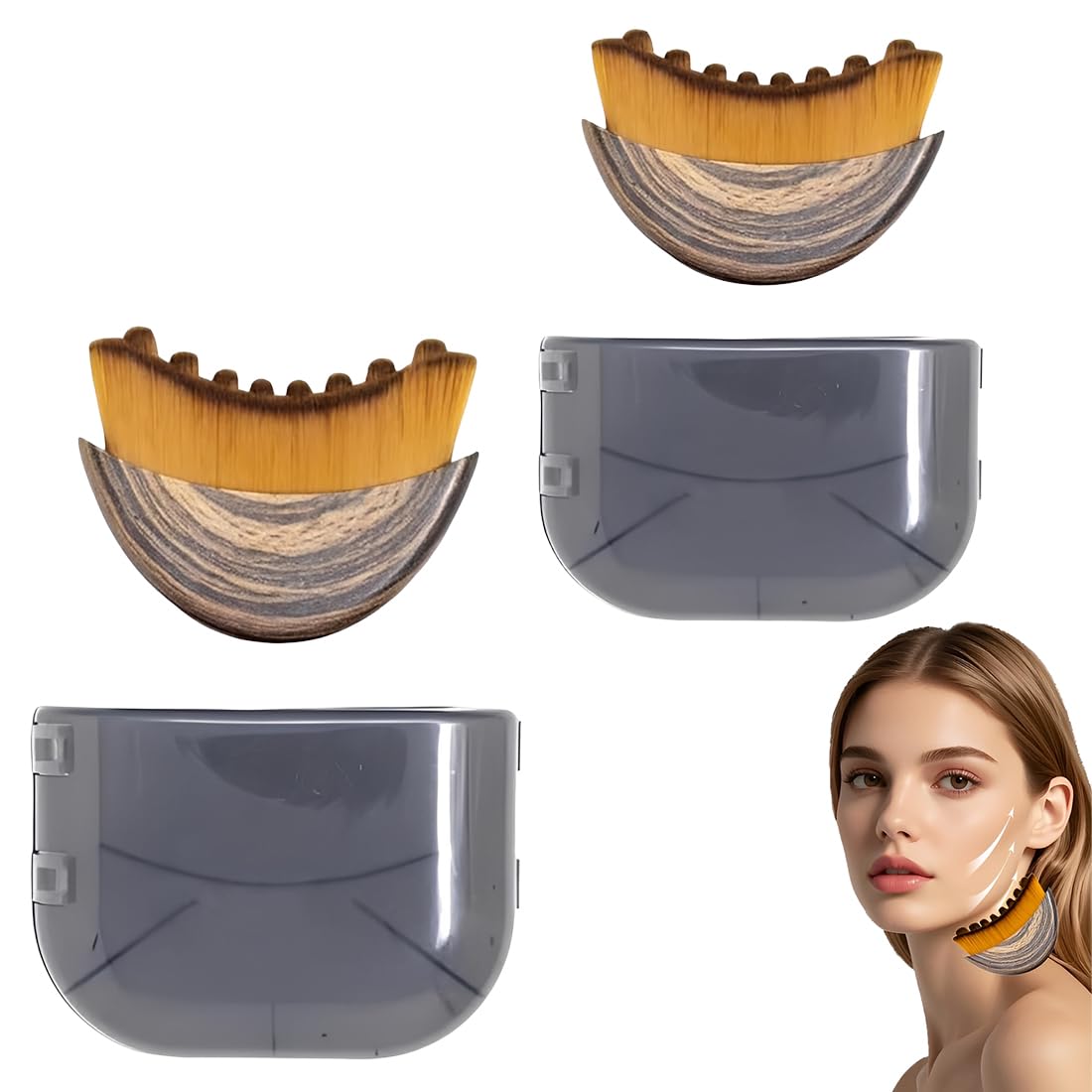 Set di 2 spazzole linfatiche per il contorno del viso, spazzola linfatica per il viso, spazzola linfodrenante per il viso, spazzola per il contorno del mento e della mascella