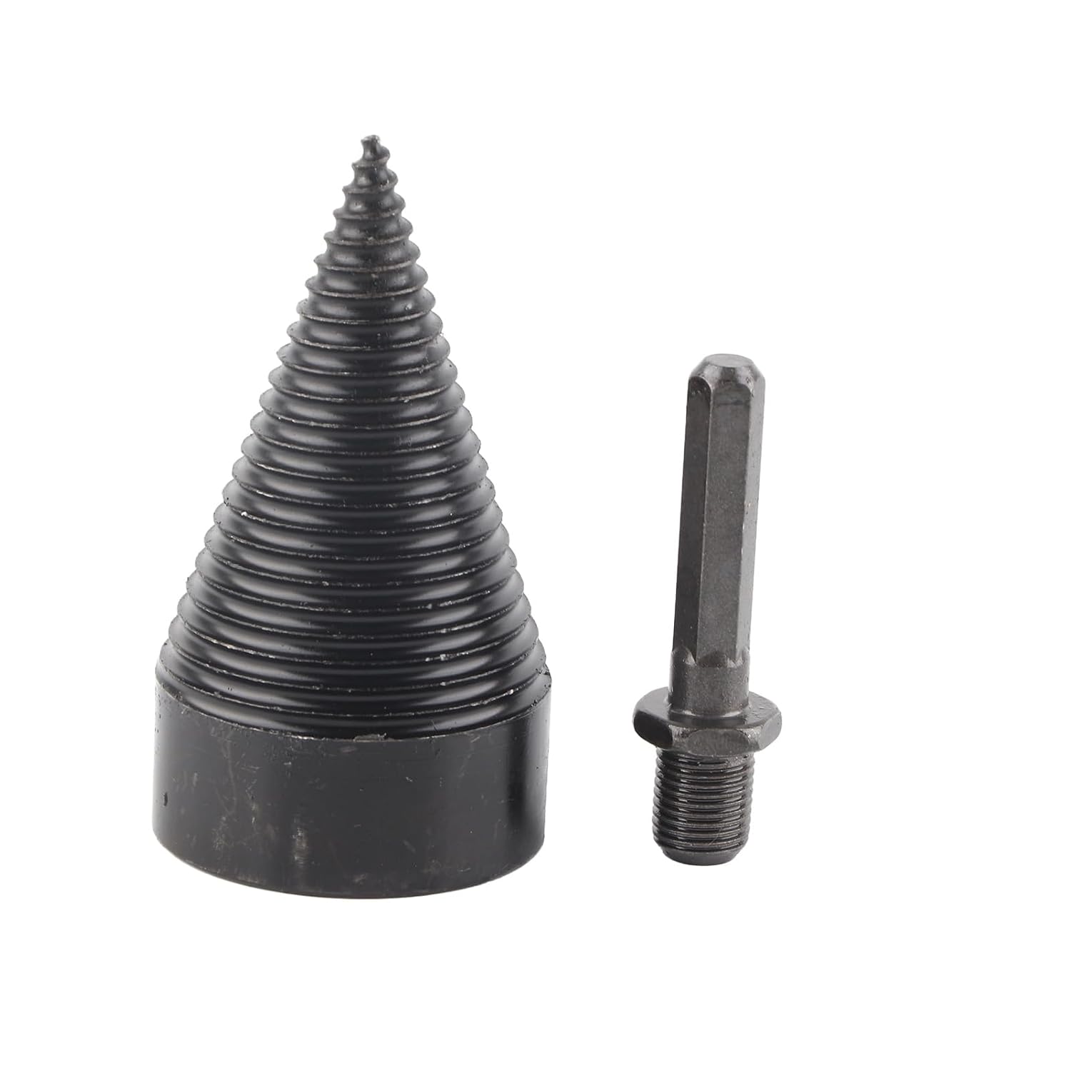 Wood Splitter Drill Bit, Firewood Cone Hex Shank Carbon Steel Drilling Tool Firewood Drill Bit for Log Splitting with Grooved Design and 140mm Length (50mm)