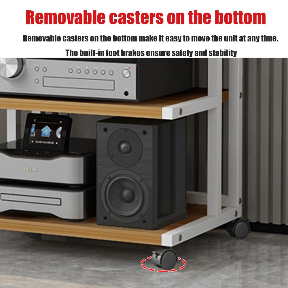 Regał na sprzęt multimedialny, Stojak Na Odtwarzacz CD Typu Tower, Półka Media Audio-wideo Do Odtwarzacza TV/DVD/CD(Black,50 * 40 * 25cm/20 * 16 * 10in)