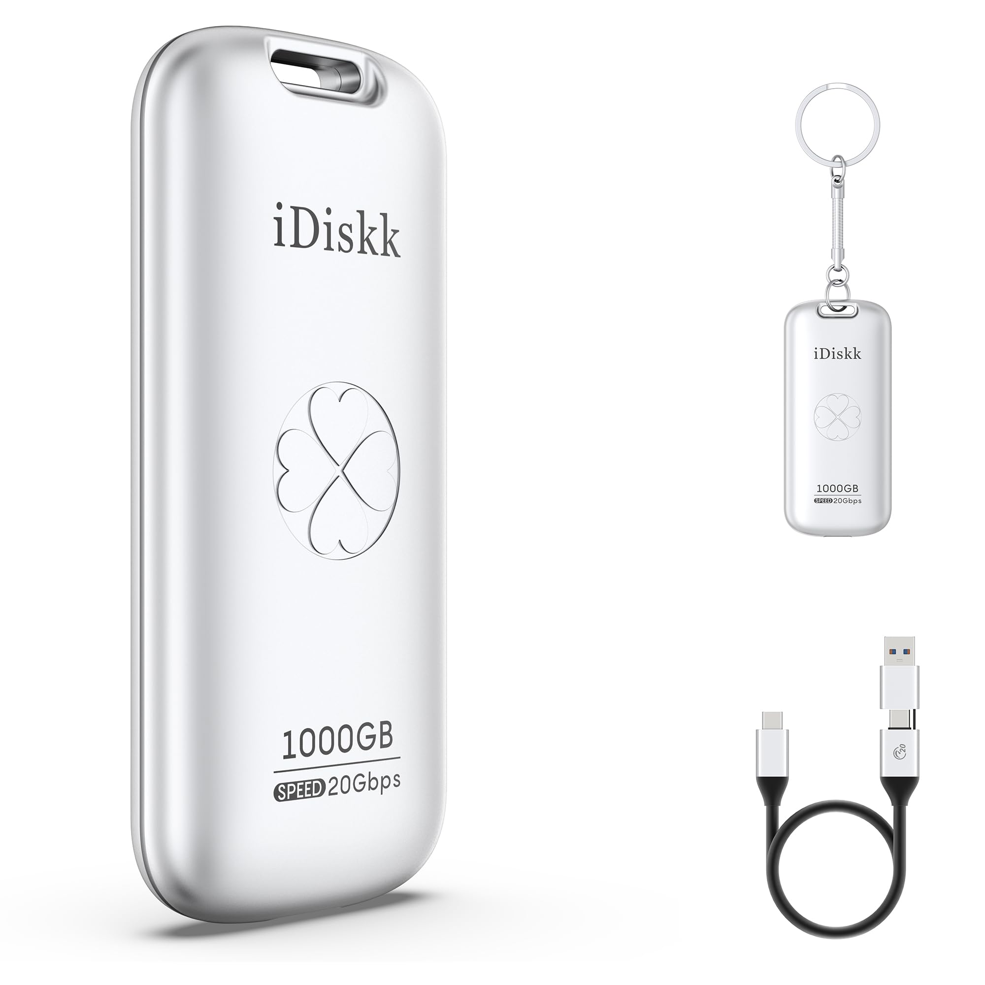 iDiskk 【Plug-Play 1TB HIgh Speed 2000MB/s External SSD |Pocket-Sized | USB 3.2 Gen 2x2 | External Solid State Drive | Photo Stick Compatible with Xbox,PS4,iPad,PC&Mac,PC,Android Phones,Cameras