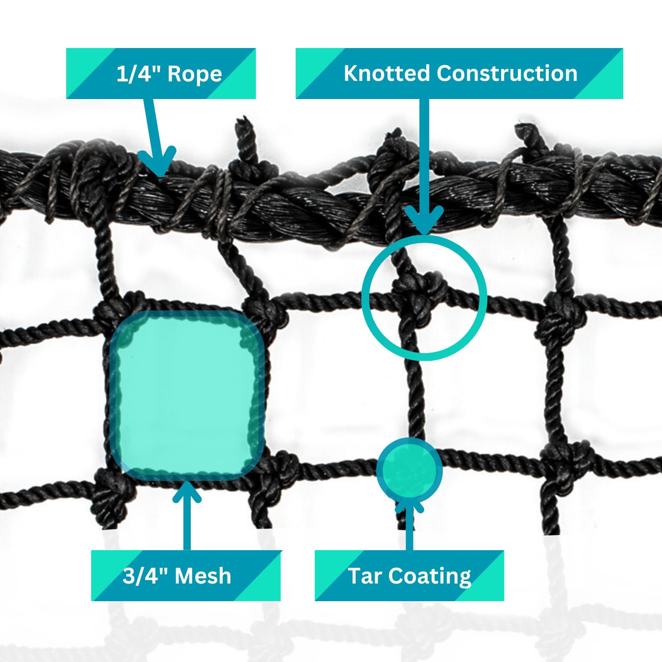 JFN Pro High Impact Golf Net, #24 Nylon, Black, 10' x 25'