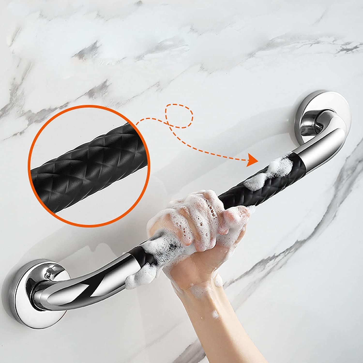 Barra de Agarre para Baño,Mango de Ducha de Seguridad para Baño con Agarres Antideslizantes,Toallero,Asidero de Baño de Acero Inoxidable,Mango de Soporte de Seguridad Auxiliar,para Baño, Inodoro, Co