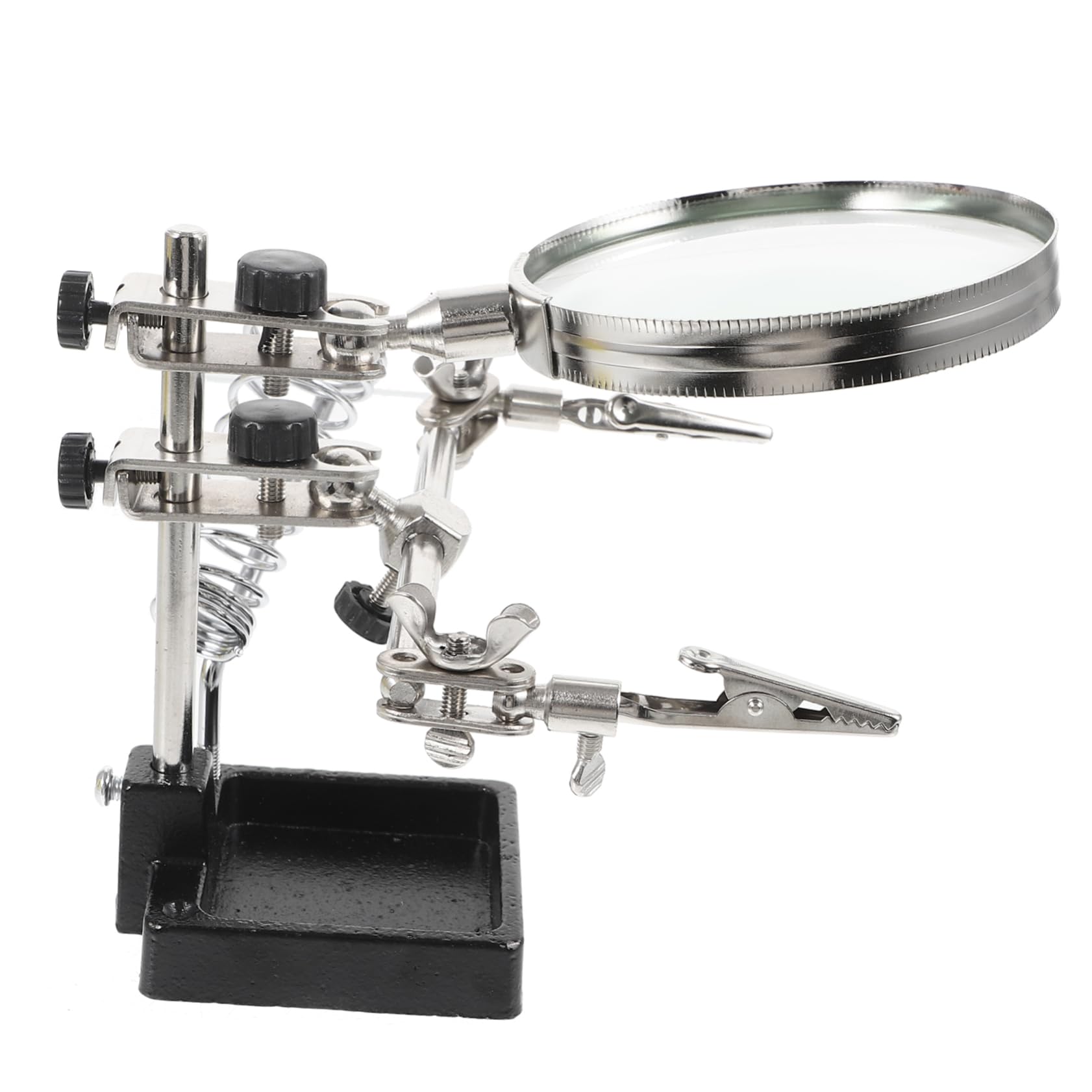 Station de brasage VALICLUD avec loupe 90 mm en acier inoxydable pour stabiliser vos circuits