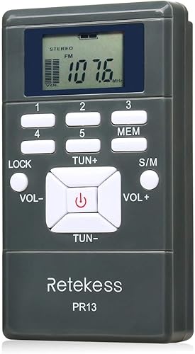 Miniatura 6 de Retekess PR13 Portable FM Radio, Pocket FM Radio Receiver, AAA Battery Powered Personal Mini Stere with Earphone and Lock Key for Walking, Jogging,