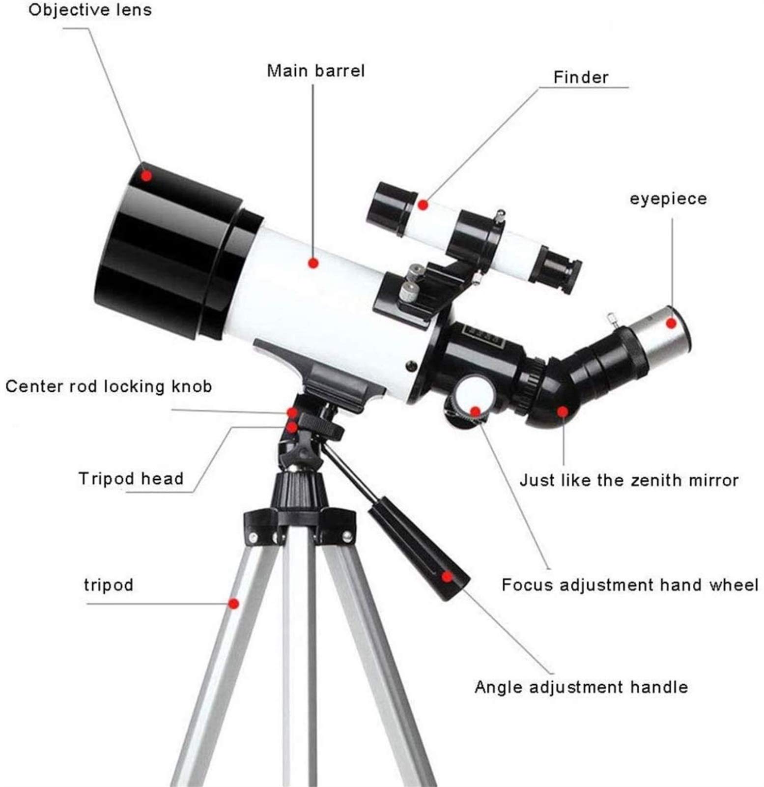 Teleskopy dla dzieci, luneta podróżna teleskopu dla dzieci początkujących, apertura 70 mm, odległość 400 mm, celownik okularowy na statywie i adapter do smartfona