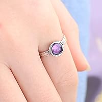 Vista 40 de Anillo de plata de ley con piedras preciosas para mujer, anillo apilable de piedra martillada, anillo de piedra natal