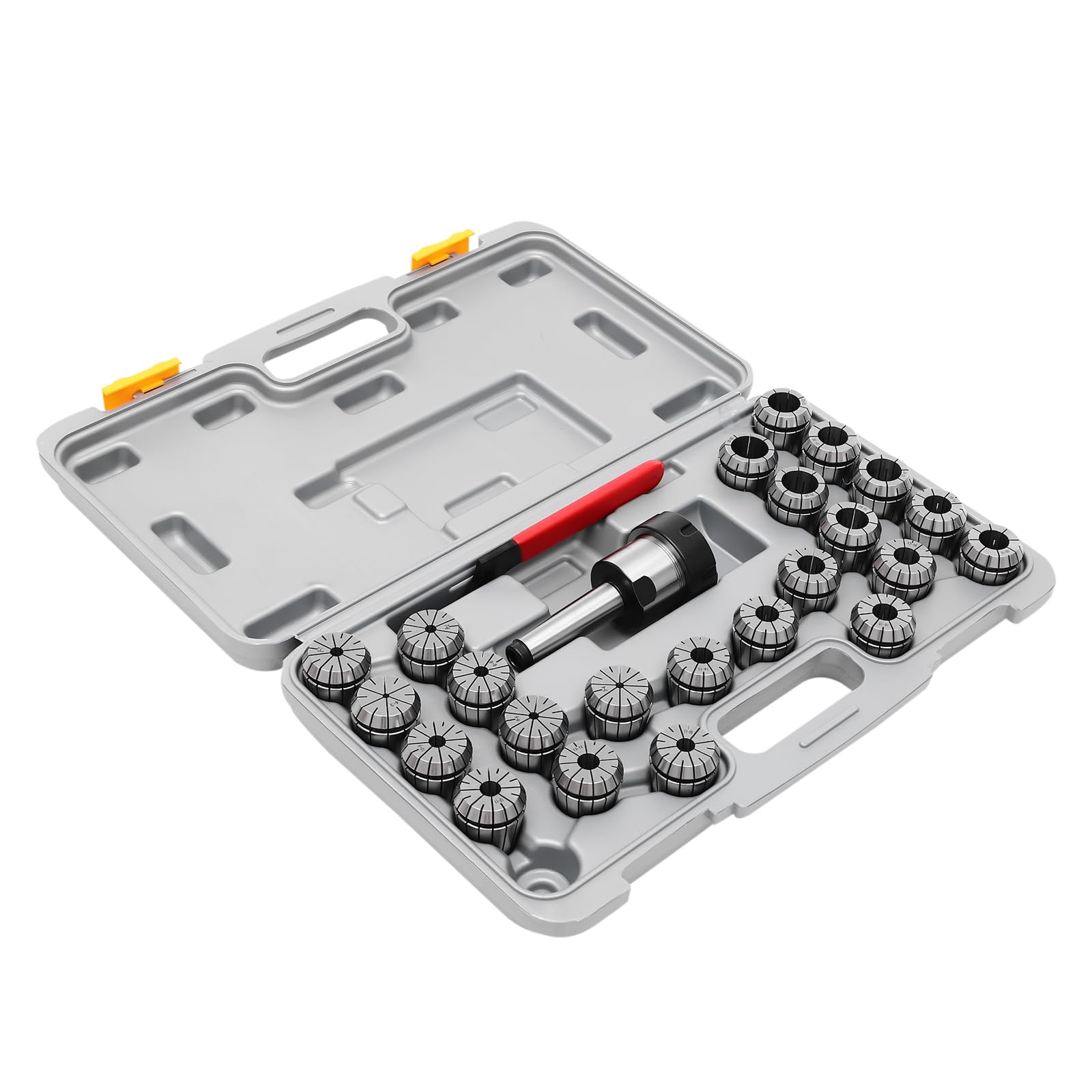 M12 MK3 zestaw tulei zaciskowych, 23-częściowy zestaw stalowych uchwytów zaciskowych, 4-26 mm, wysoce precyzyjne szczypce sprężynowe, sprężyna Collet z trzonkiem, kluczem płaskim i skrzynką