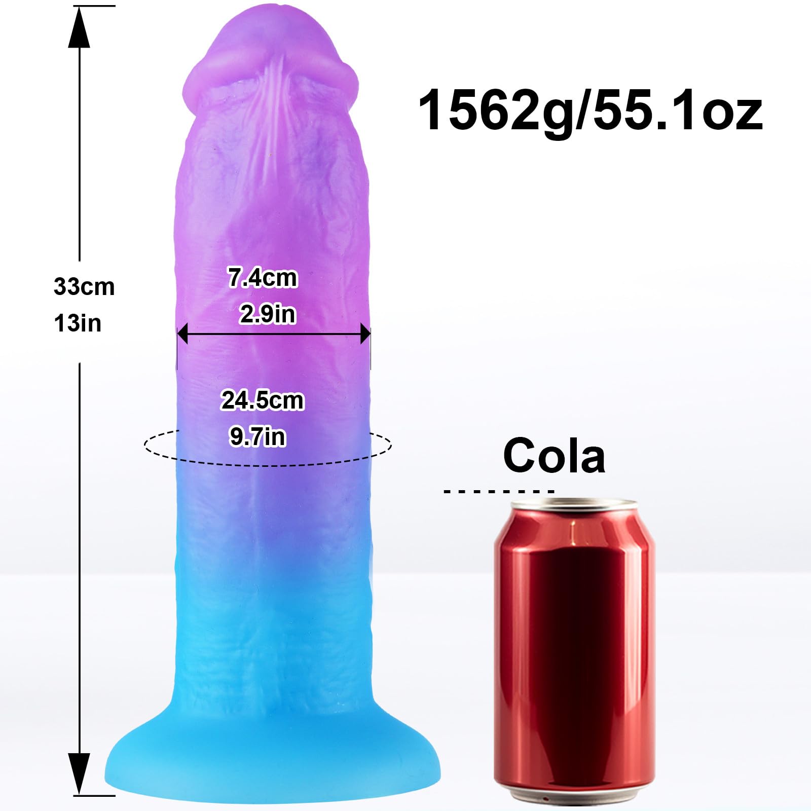 Dildo gigante realistico largo 7,4 cm, dildo in silicone spesso 33 cm, pene extra large graduato XXXL. Giocattolo sessuale per pene con ventosa anale spessa per punto G per uomini e donne esperti