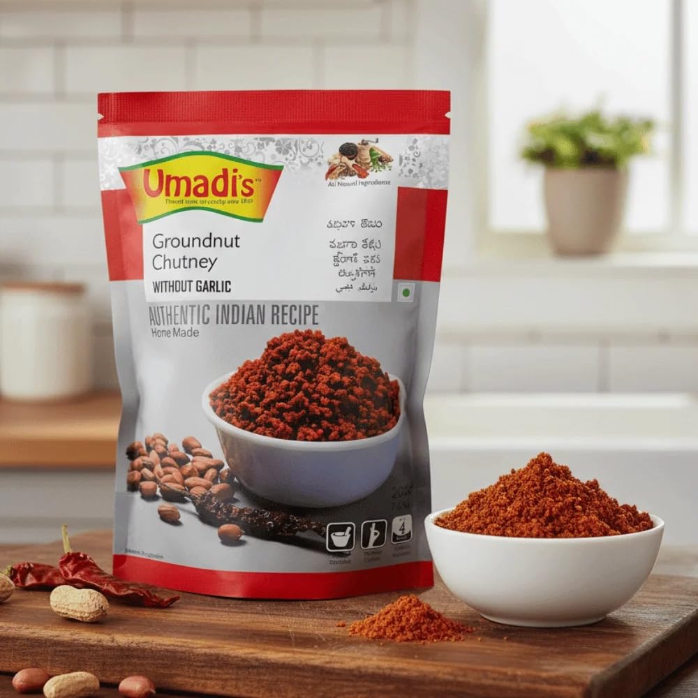 Umadi Foods Groundnut ( without Garlic ) Chutney – Authentic Indian Chutney | Homemade Style Recipe | Rich Taste & Aroma | No Artificial Preservatives | Perfect Dip & Spread for Snacks, Meals & Breakfast | Ready to Eat | 1000 Gram-image-14