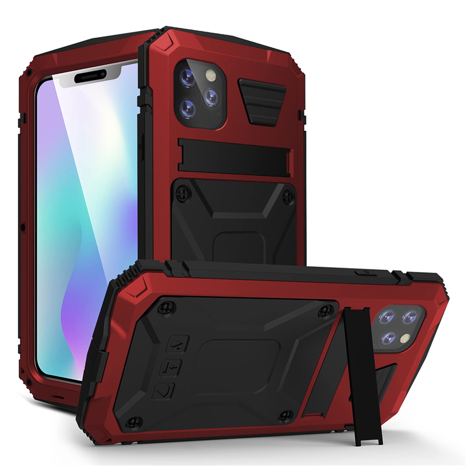Coque métal iPhone 11 Pro rouge antichoc intégrale 360 avec protège-écran - 8