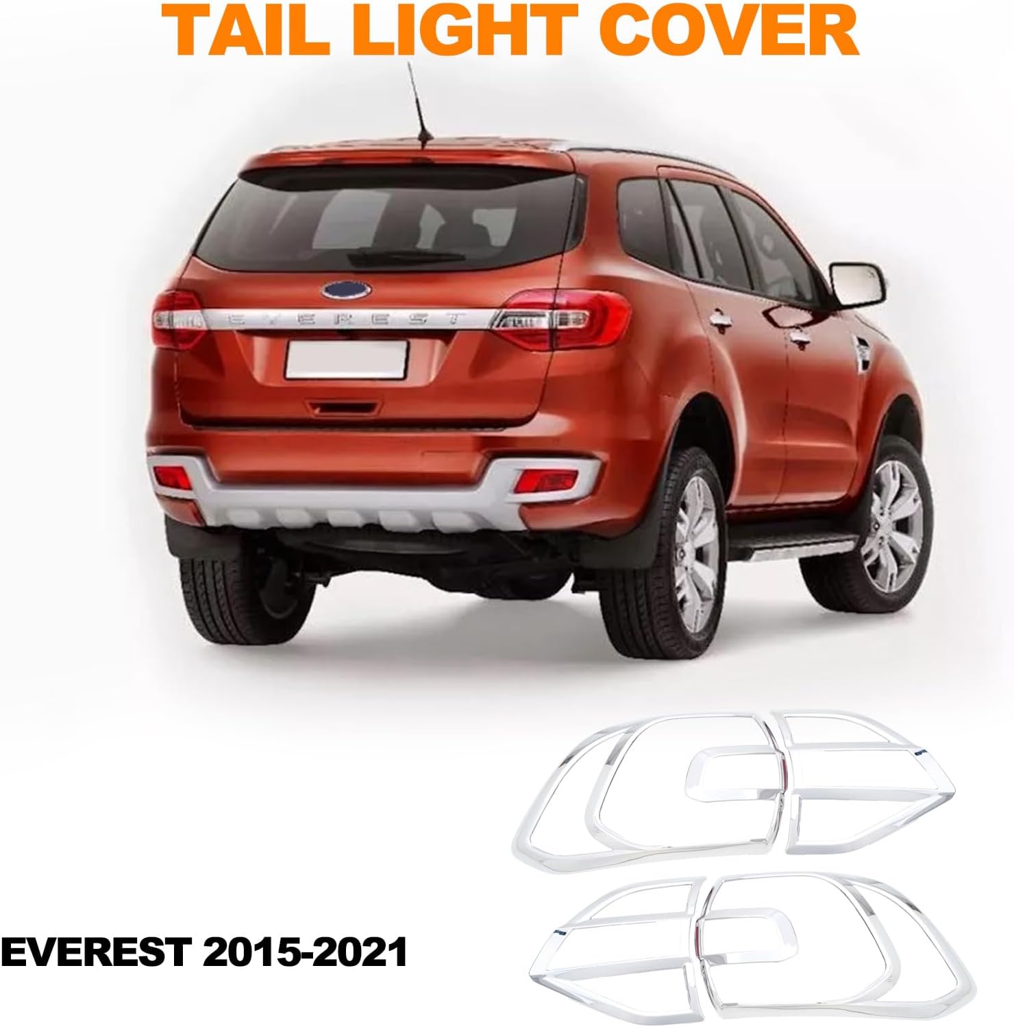 MP&PV Auto Parts Taillight Frame, Rear Left & Right Tail Light Cover Trim Set Compatible with Ford Everest 2015 2016 2017 2018 2019 2020 2021