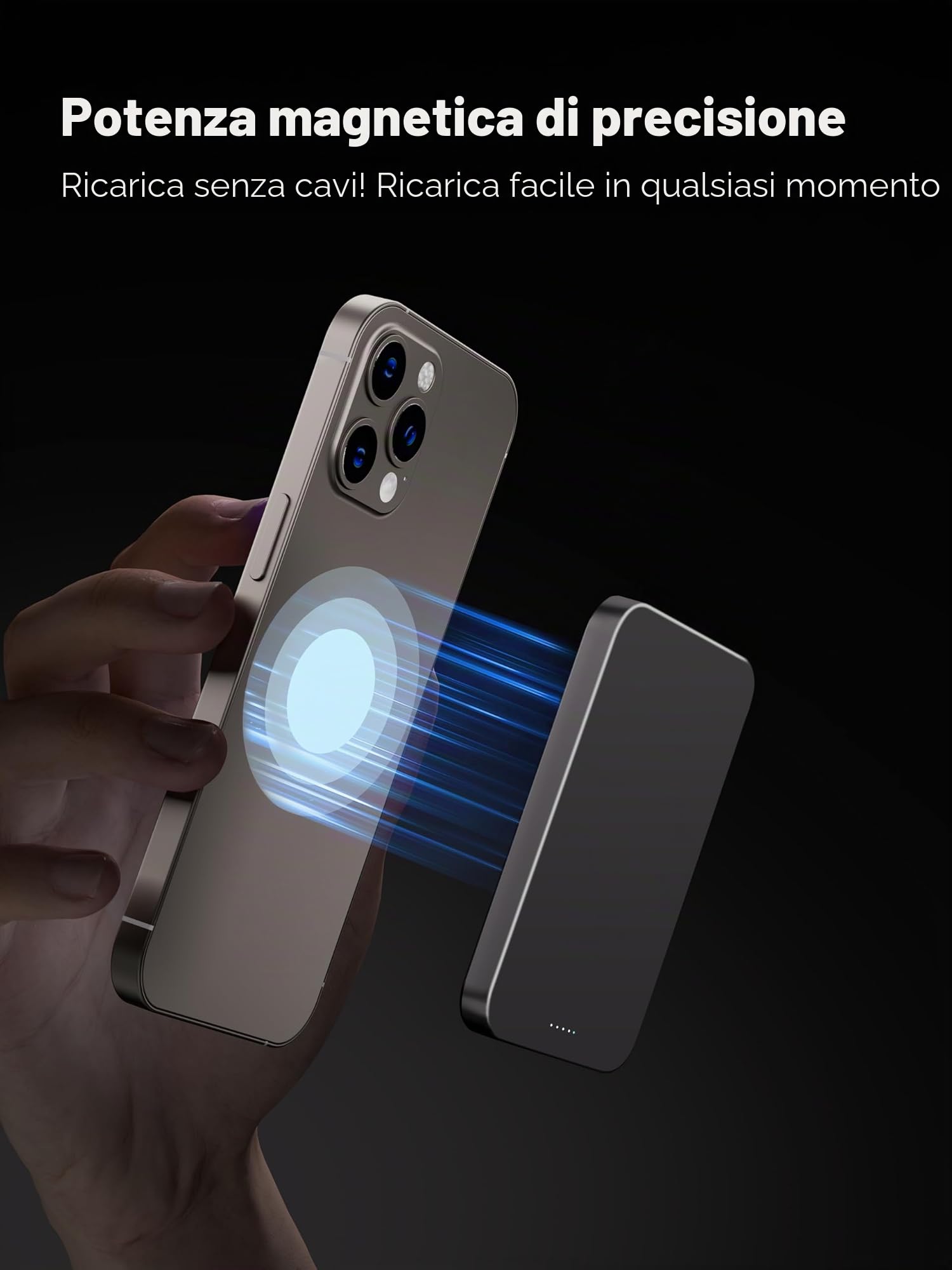 kstime Power bank magnetico, 5000 mAh, 8 mm, design in titanio ultra sottile, PD20W, caricabatterie wireless portatile con ingresso e uscita USB-C compatibile con iPhone 17/16/15/14/13/12 serie