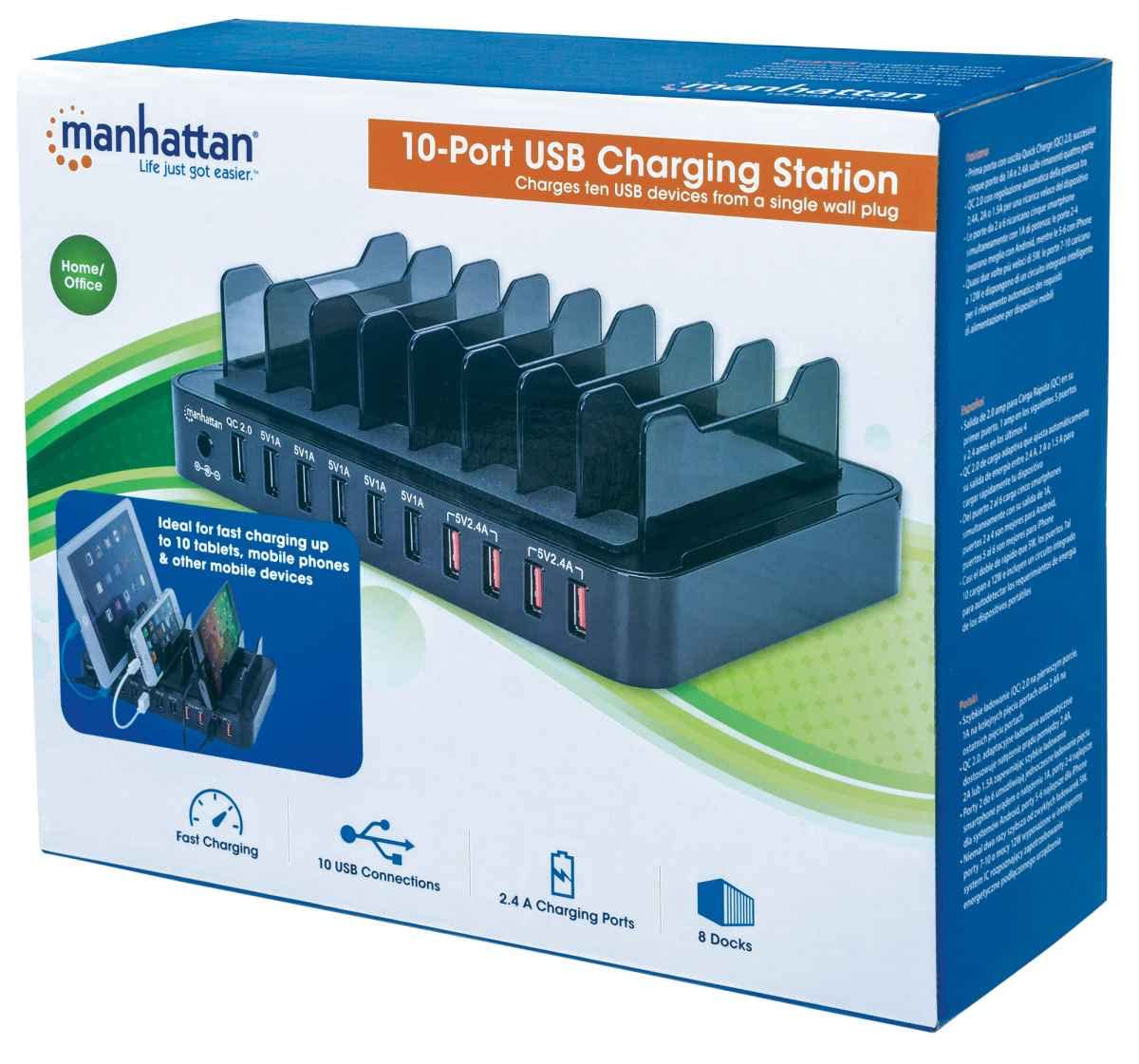 Intracom MANHATTAN 10-Port USB Charing Station for Tablets Mobile Phones and Other Portable Devices