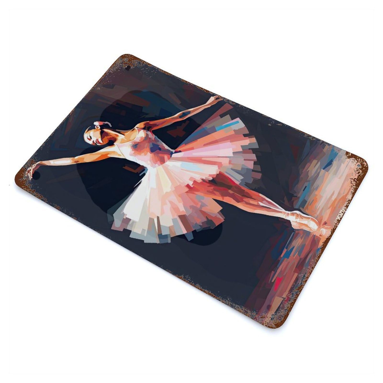 Garage Style Ballerina Decorative Tin Sign 11.8"x7.9", Farmhouse Wall Decor for Bar And Workshop