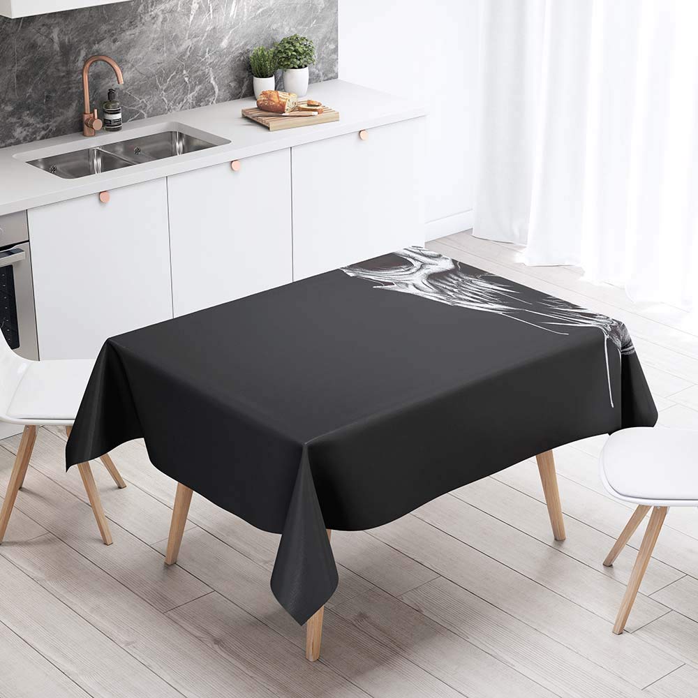 Chickw1 Tischdecke Wasserdicht – Schwarz-lila Schädel-Muster, 60x60 Cm, Polyester, Für Outdoor & Party