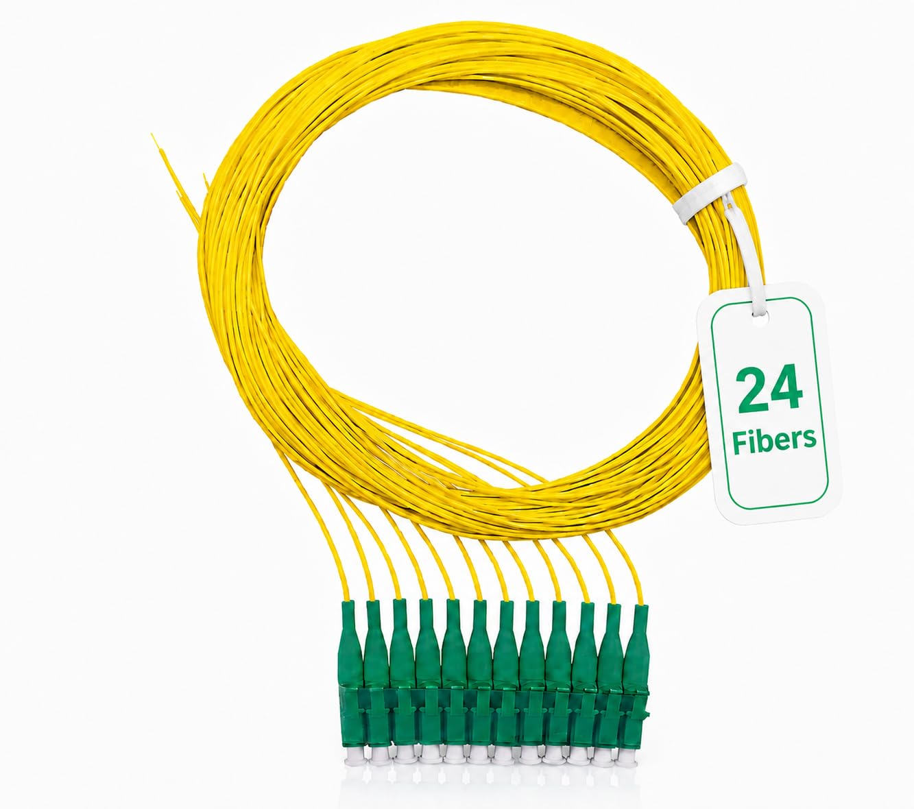 Elfcam® - Pigtail a fibra ottica monomodale Simplex LC/APC Monomodale Simplex 9/125um OS2, 0,9mm 1 metro (lotto da 24, giallo)