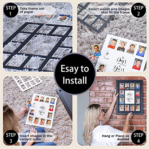 Comtraker School Year Picture Frame K-12 Collage Photo Graduation Black Solid Wood Frames For Wall Hanging And Table Top Display 13 Openings White K-12 Picture Frame Kindergarten To 12Th Grade High School #TOP6