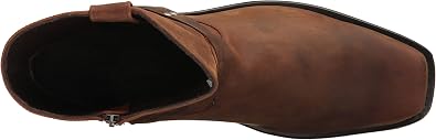 OLD WEST Mens Leather Ankle Harness Leather Lined Motorcycle Boots, Brown Distressed, 7.5